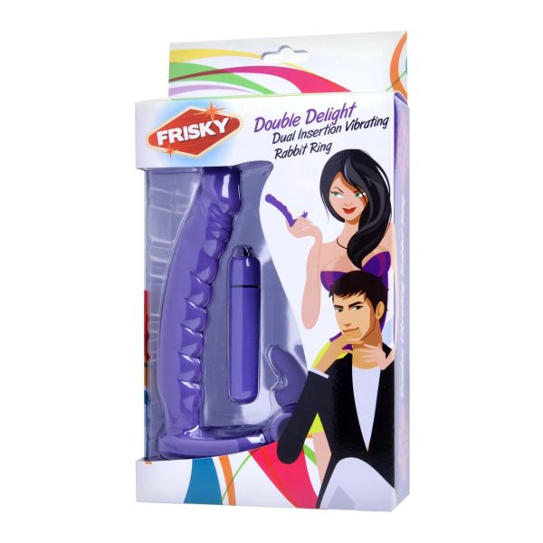 Double Delight Dual Insertion Vibrating Rabbit Cock Ring Online Hot Sale - Image 4