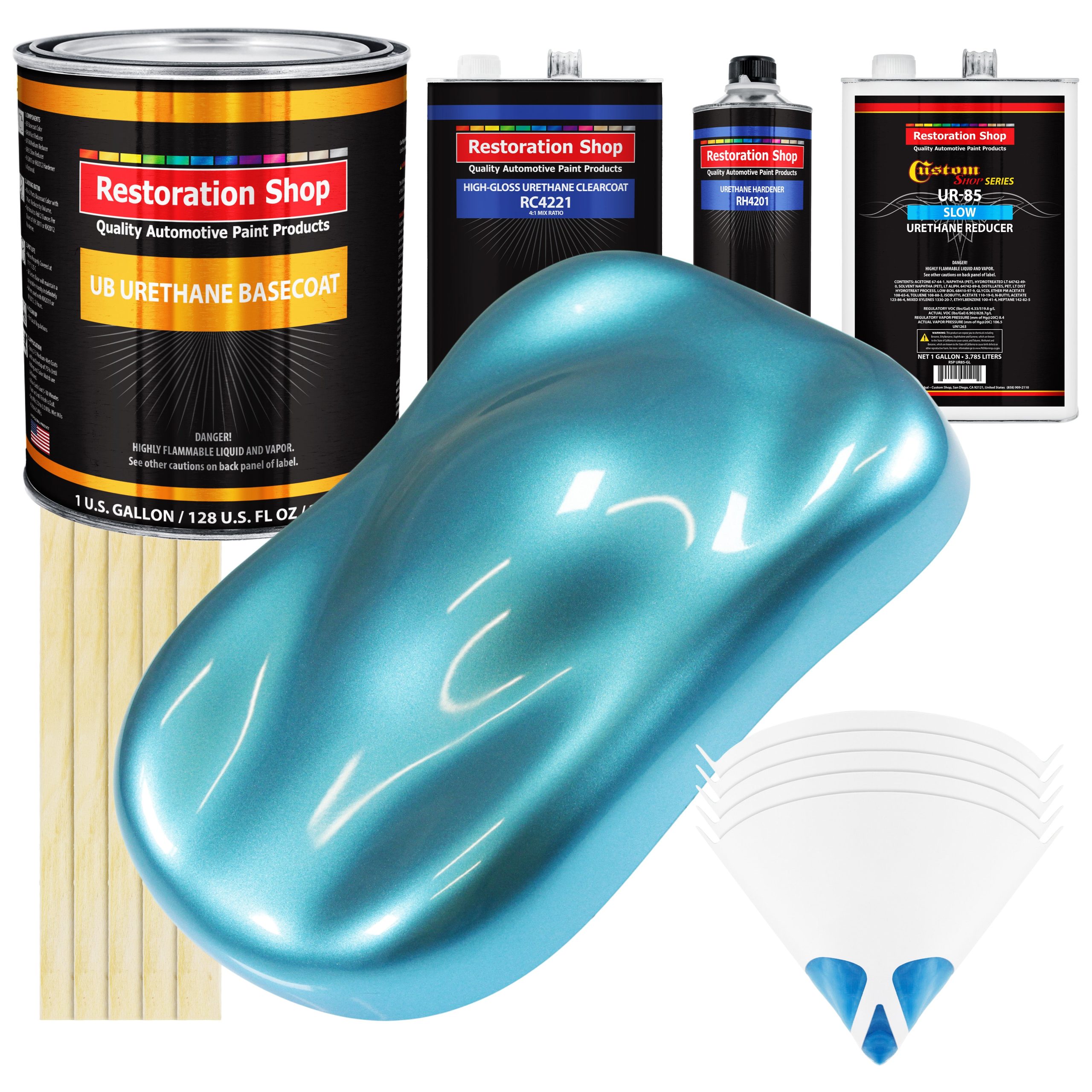 Azure Blue Metallic – Urethane Basecoat with Clearcoat Auto Paint – Complete Slow Gallon Paint Kit – Professional Gloss Automotive Car Truck Coating Cheap